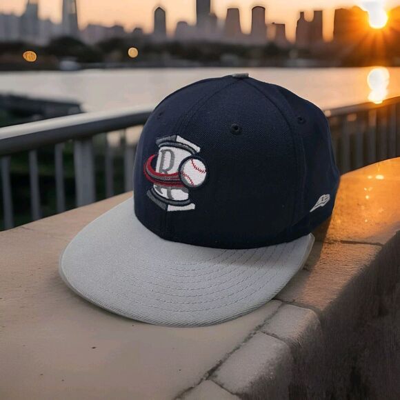 Rome Braves New‎ Era 59Fifty MILB Authentic Road 7 3/8 Fitted Hat Navy Grey - Picture 1 of 10